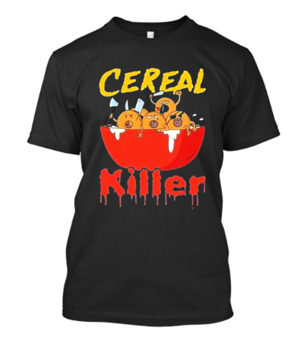 Cereal Killer Funny Cartoon Characters Inside Red Bowl T-Shirt
