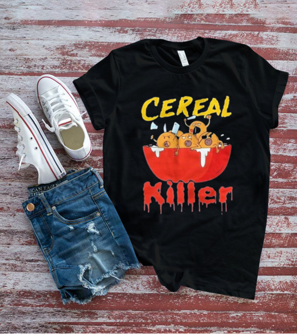Cereal Killer Funny Cartoon Characters Inside Red Bowl T-Shirt