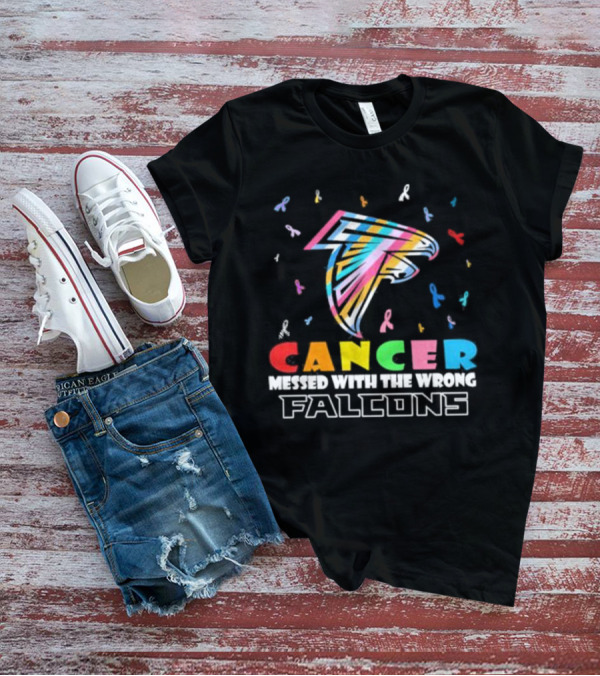 Atlanta Falcons Cancer Messed With The Wrong Team Logo Ribbons T-Shirt