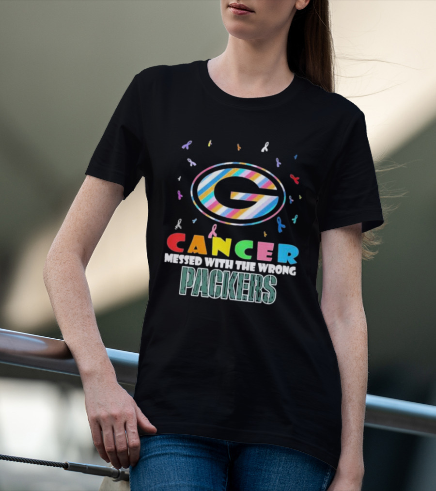 Cancer Messed With The Wrong Packers Colorful Awareness T-Shirt