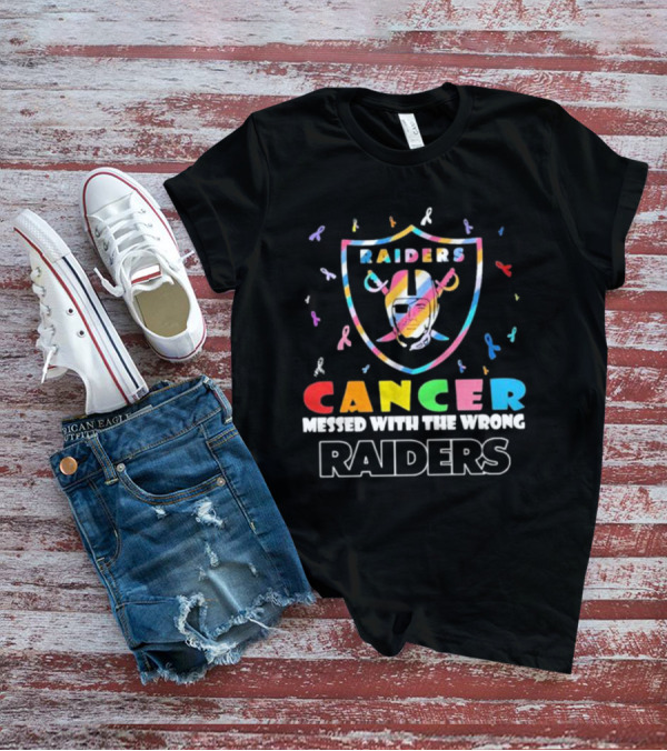 Cancer Messed With The Wrong Raiders Cancer Awareness Ribbon Raiders T-Shirt