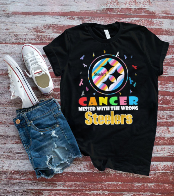 Cancer Messed With The Wrong Pittsburgh Steelers Colorful Ribbons T-Shirt