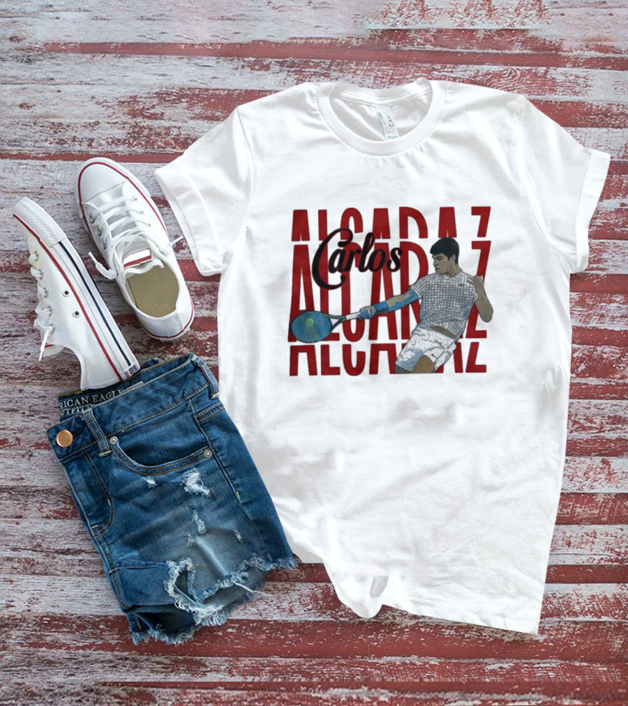 Carlos Alcaraz Dynamic Tennis Action T-Shirt