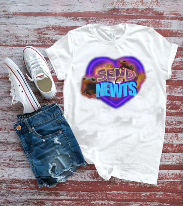 Swankyswamprat Send Newts Heart Frogs Neon T-Shirt