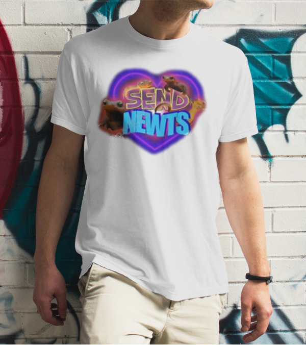 Swankyswamprat Send Newts Heart Frogs Neon T-Shirt