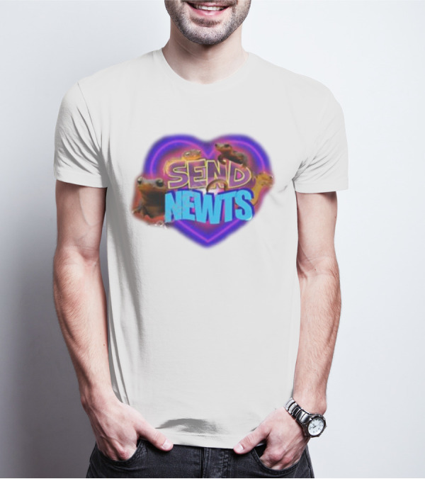 Swankyswamprat Send Newts Heart Frogs Neon T-Shirt