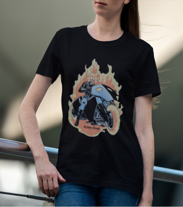Teddyfresh Flame Skull Rider Motorcycle T-Shirt