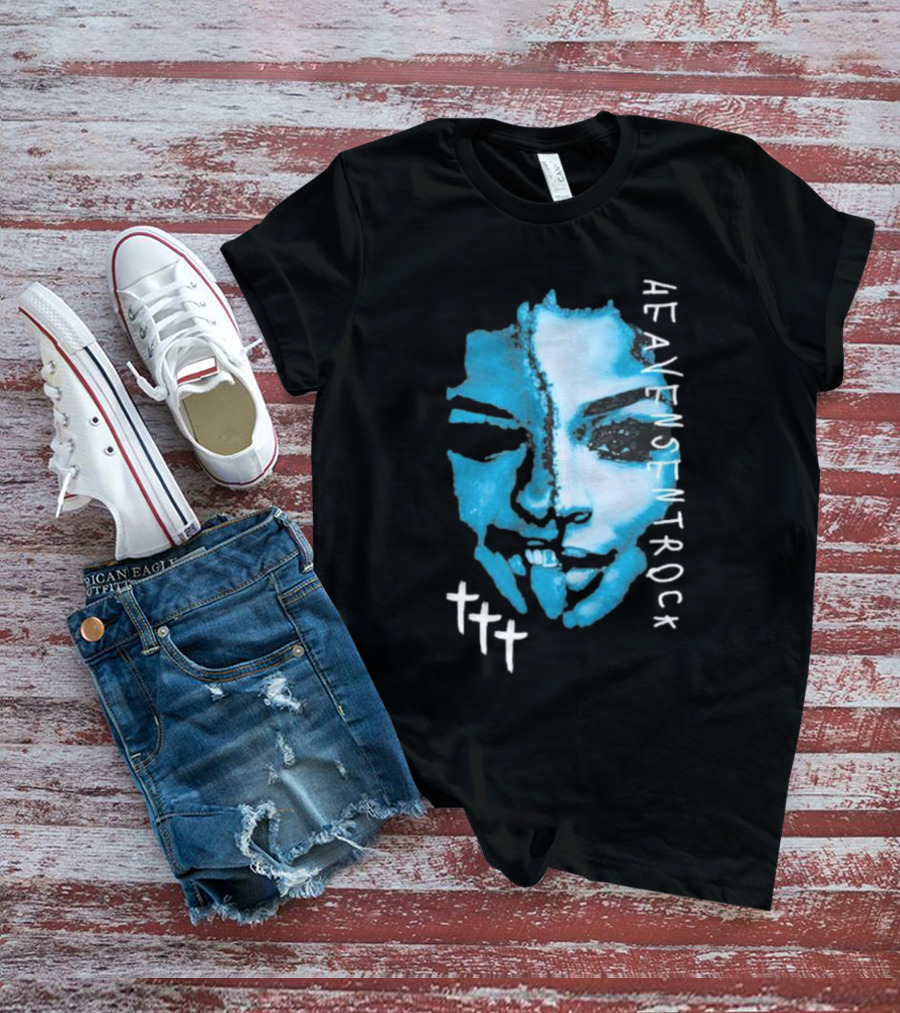 HEAVENSENTROCK Face Blue Art With Cross Symbols T-Shirt