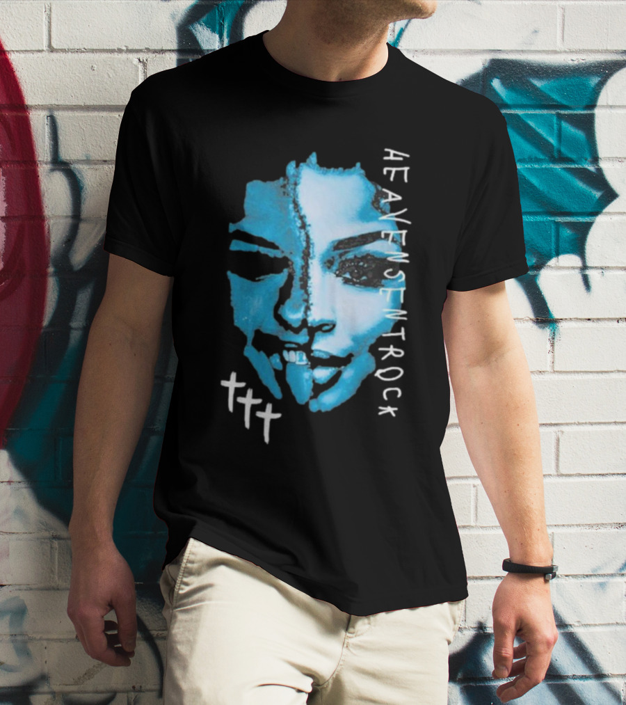 HEAVENSENTROCK Face Blue Art With Cross Symbols T-Shirt