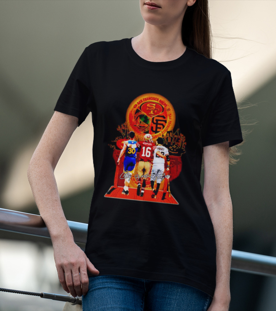 San Francisco 49ers Giants Golden State Warriors Halloween Curry Montana Posey T-Shirt