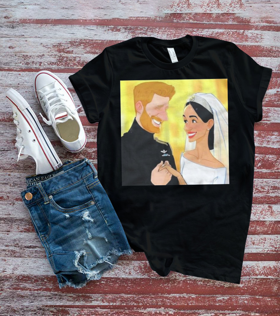 Meghan And Harry Cartoon Wedding T-Shirt