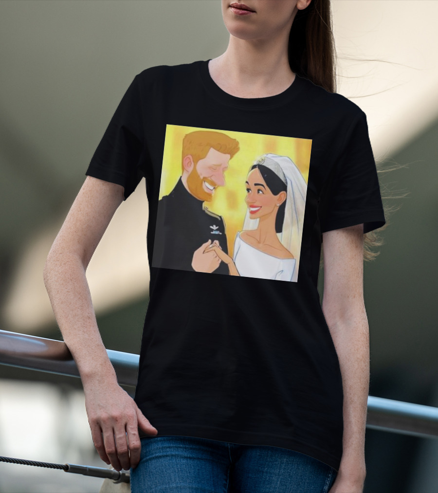 Meghan And Harry Cartoon Wedding T-Shirt
