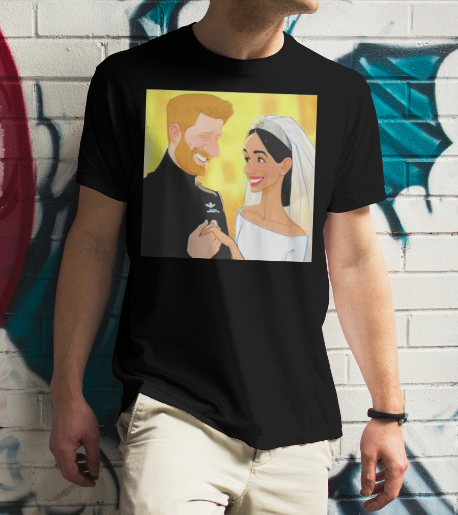 Meghan And Harry Cartoon Wedding T-Shirt