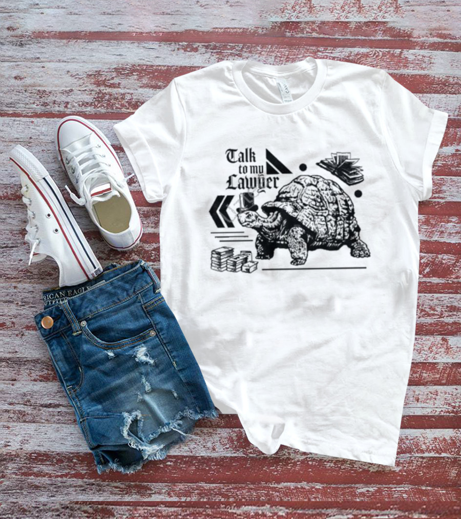 Talk To My Lawyer Turtle With Money And Chevrons T-Shirt