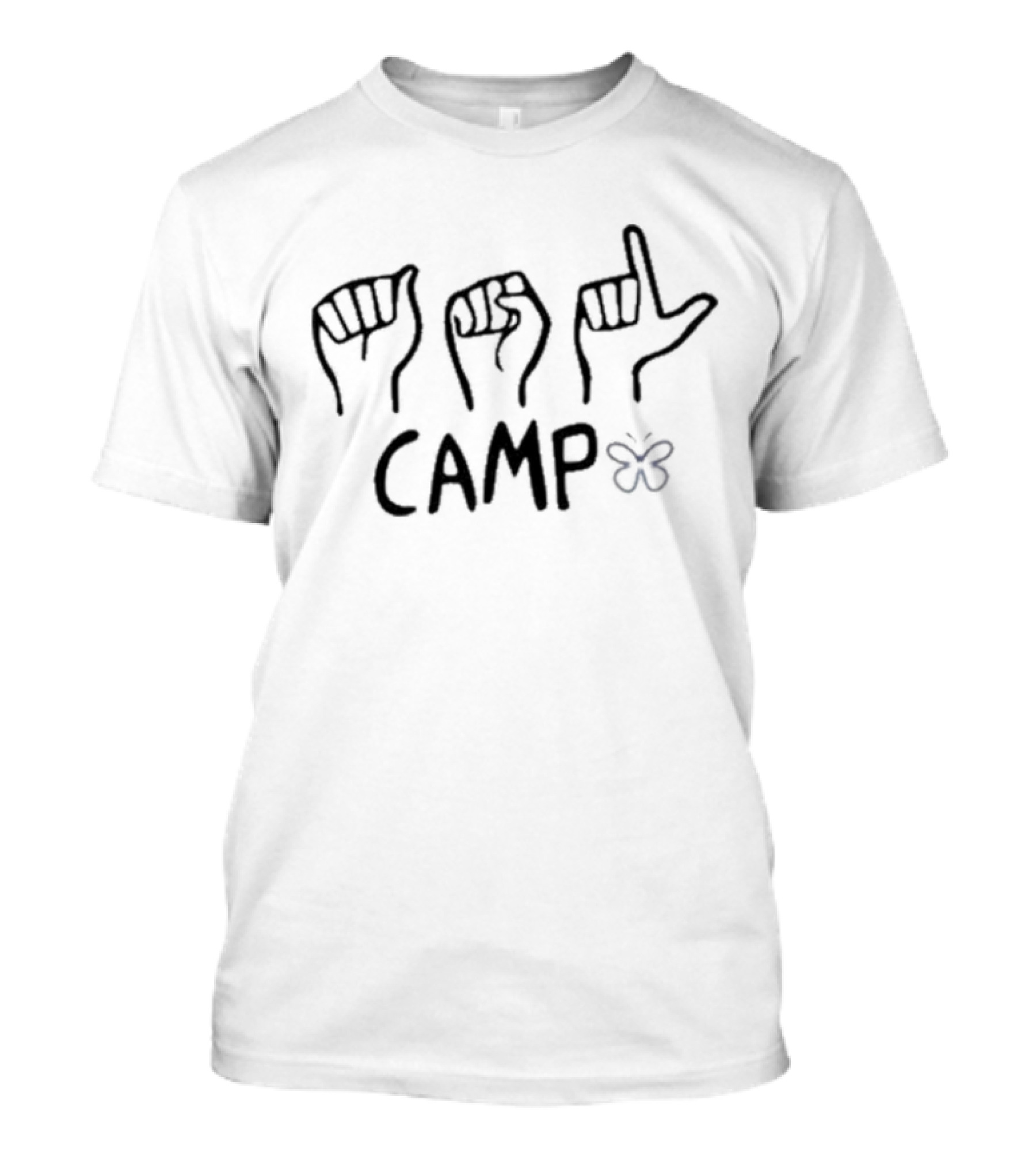 ASL Camp Hand Signs With Butterfly T-Shirt