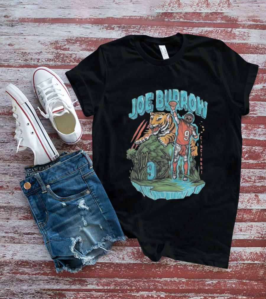 Joe Burrow Cincinnati Bengals Ice Man Tiger Number 9 T-Shirt