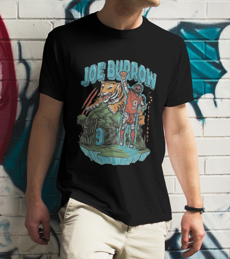 Joe Burrow Cincinnati Bengals Ice Man Tiger Number 9 T-Shirt