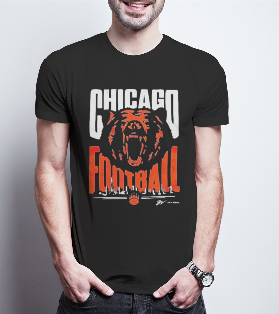 CHICAGO FOOTBALL ROAR BEAR CITY SKYLINE T-Shirt