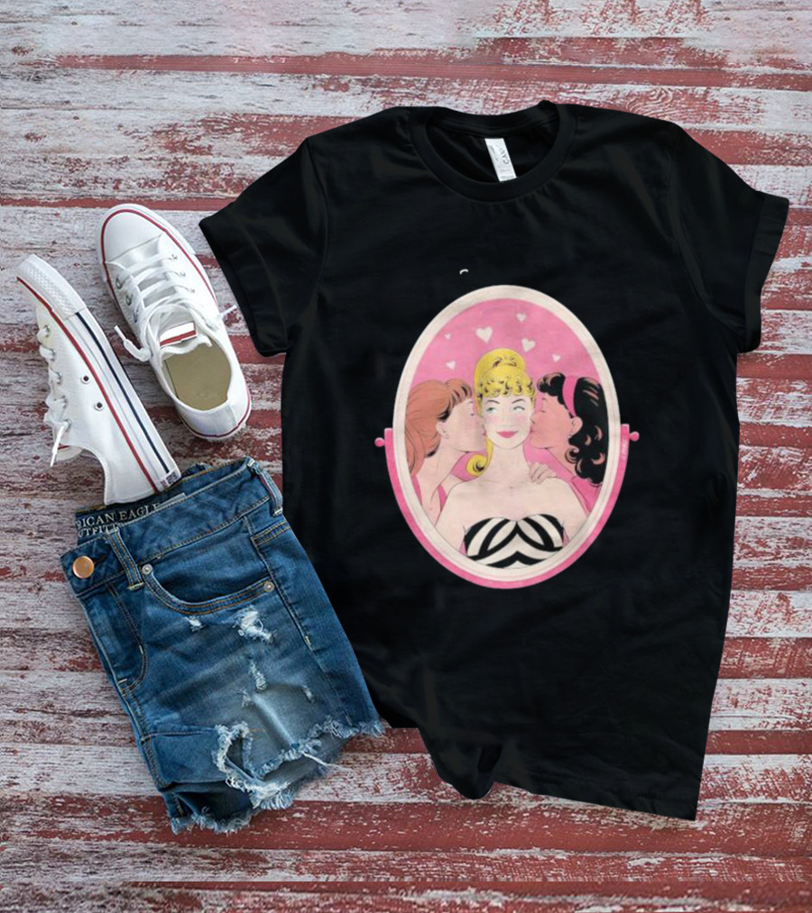 Barbie Surrounded By Love In Pink Heart Mirror T-Shirt