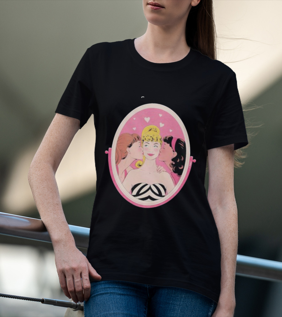 Barbie Surrounded By Love In Pink Heart Mirror T-Shirt