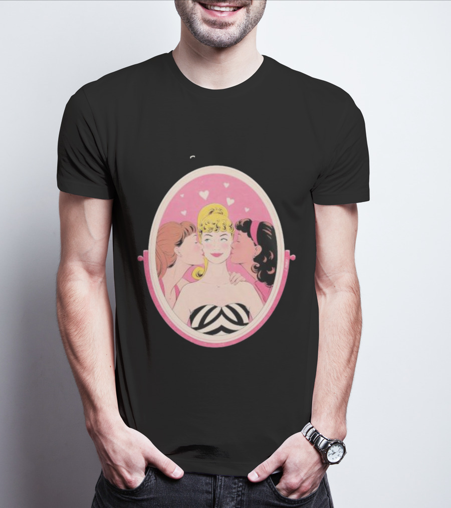 Barbie Surrounded By Love In Pink Heart Mirror T-Shirt