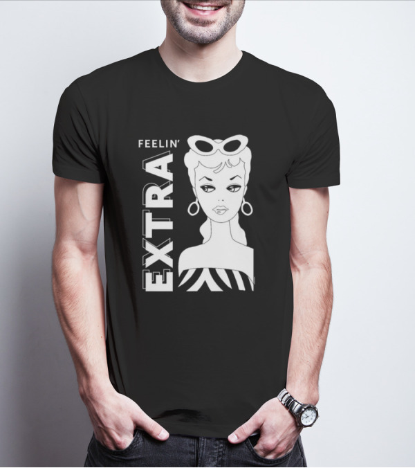 Feelin' Extra Barbie Retro Style Sunglasses And Hoop Earrings T-Shirt