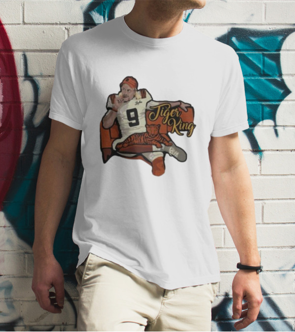 Cincinnati 9 Tiger King Football Player With Orange-Striped Tiger T-Shirt