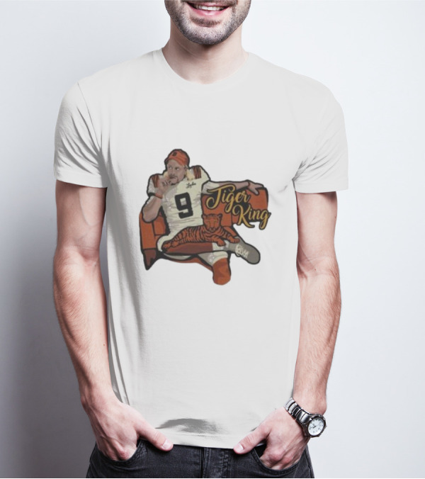 Cincinnati 9 Tiger King Football Player With Orange-Striped Tiger T-Shirt
