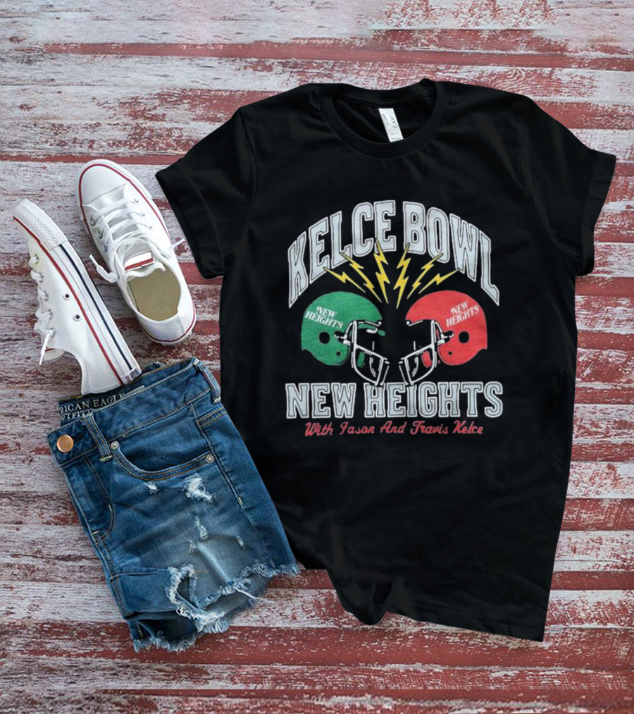 Kelce Bowl New Heights With Jason And Travis Kelce Lightning Helmets T-Shirt