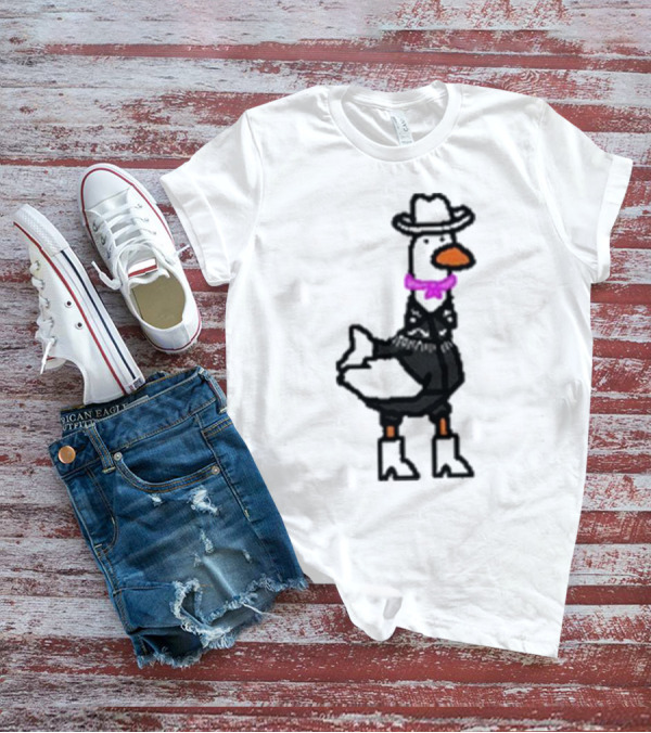 Ryan Goose-Ling Barbie Goose Wearing Cowboy Hat And Pink Bowtie T-Shirt