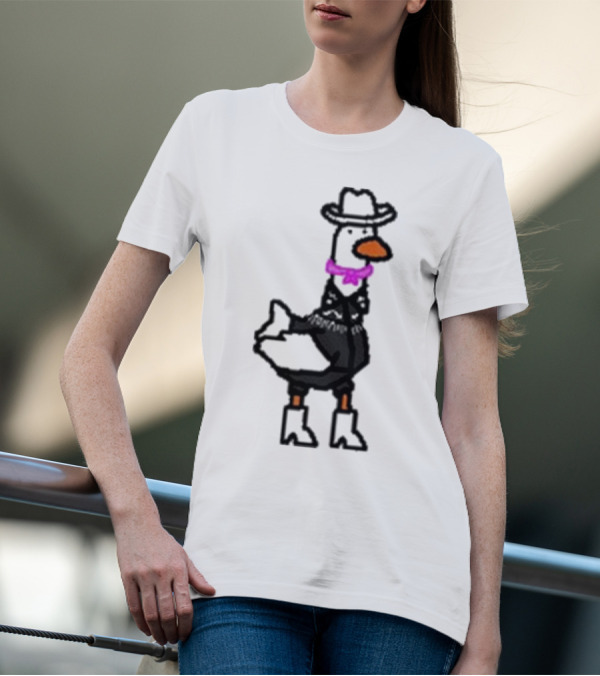 Ryan Goose-Ling Barbie Goose Wearing Cowboy Hat And Pink Bowtie T-Shirt