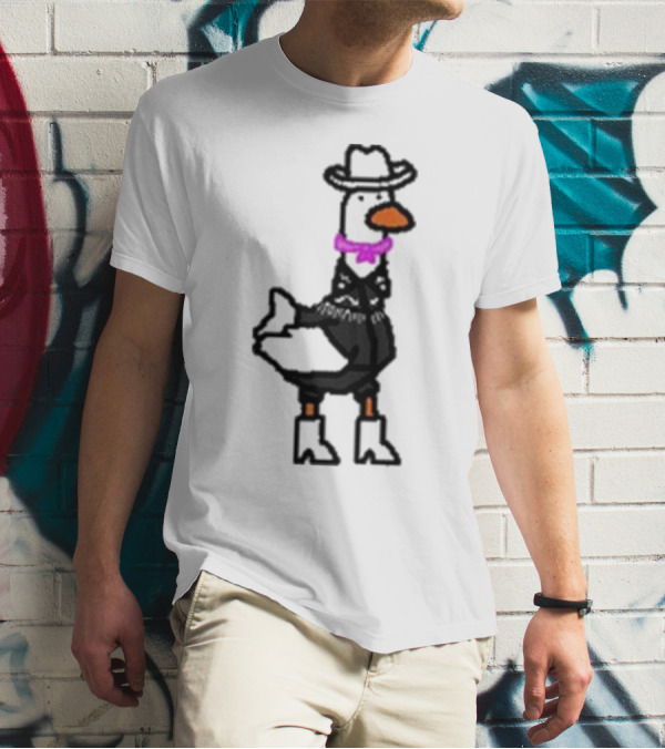 Ryan Goose-Ling Barbie Goose Wearing Cowboy Hat And Pink Bowtie T-Shirt