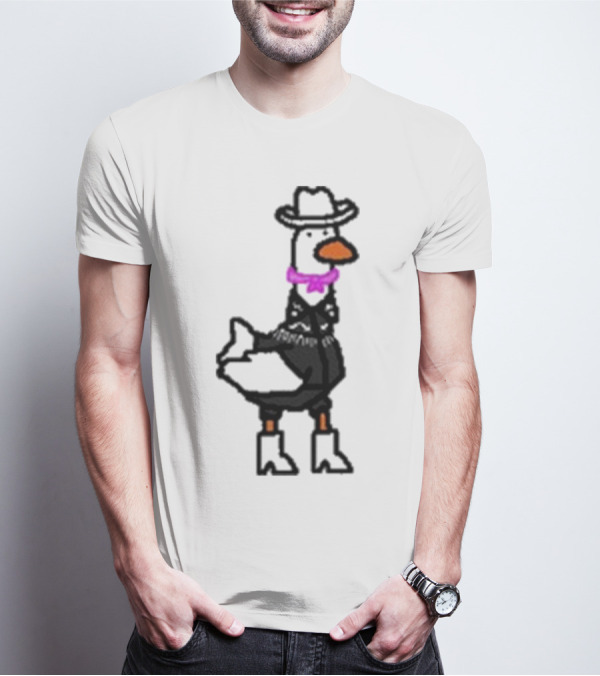 Ryan Goose-Ling Barbie Goose Wearing Cowboy Hat And Pink Bowtie T-Shirt