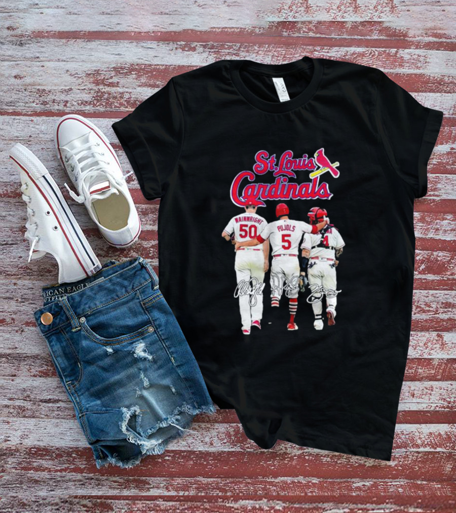 St Louis Cardinals Wainwright Pujols Molina Signatures T-Shirt