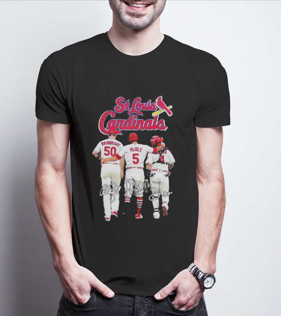 St Louis Cardinals Wainwright Pujols Molina Signatures T-Shirt