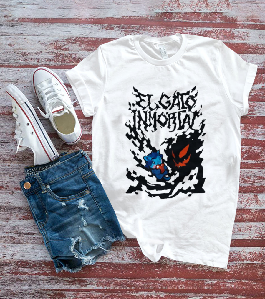 El Gato Inmortal Spooky Halloween Cat Pumpkin Shadow T-Shirt