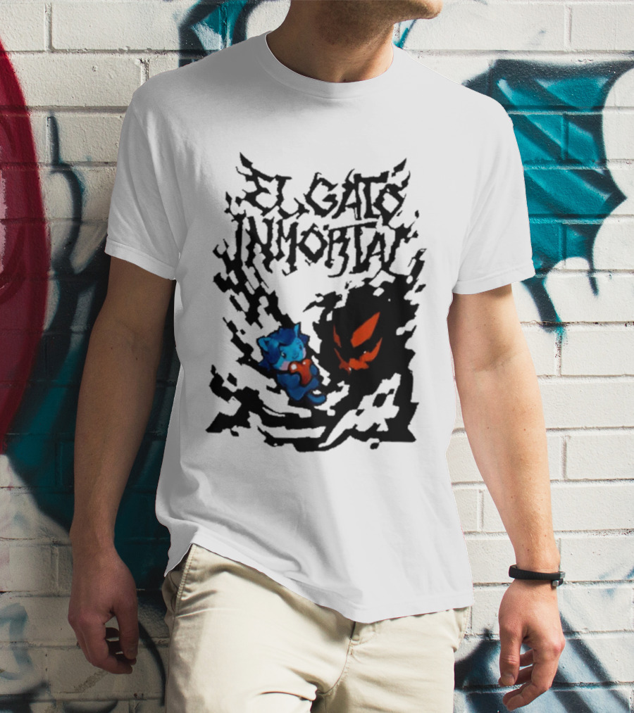 El Gato Inmortal Spooky Halloween Cat Pumpkin Shadow T-Shirt