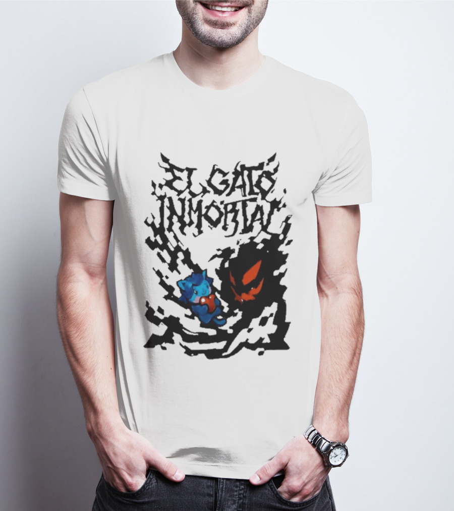 El Gato Inmortal Spooky Halloween Cat Pumpkin Shadow T-Shirt