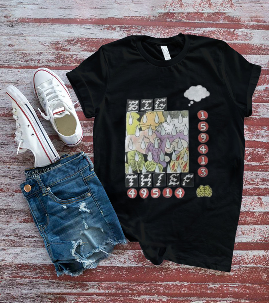 3E6 159413 49514 Comic Style Raindrops Thought Bubble Brain T-Shirt