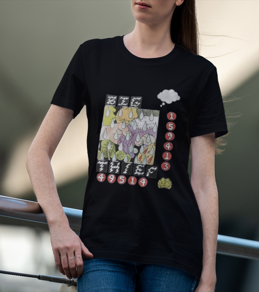 3E6 159413 49514 Comic Style Raindrops Thought Bubble Brain T-Shirt