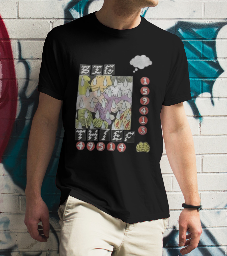3E6 159413 49514 Comic Style Raindrops Thought Bubble Brain T-Shirt