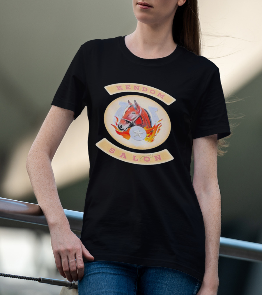 Kendom Saloon Horse Horseshoe Star Flames T-Shirt