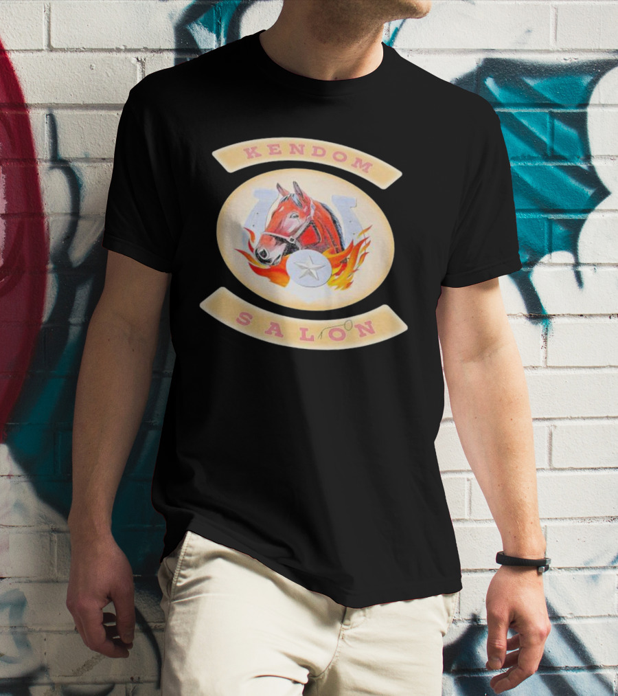 Kendom Saloon Horse Horseshoe Star Flames T-Shirt