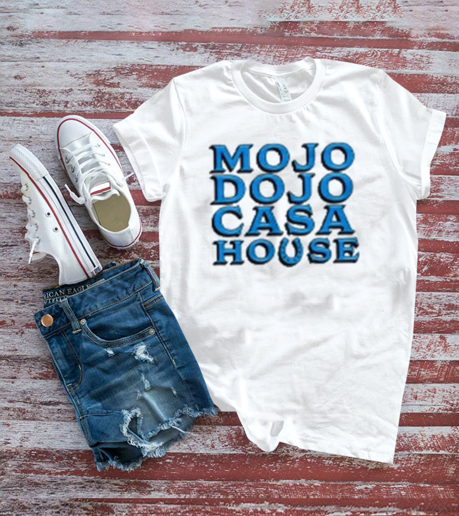 Mojo Dojo Casa House Bold Text Blue Lettering T-Shirt