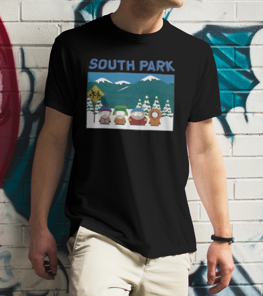 SOUTH PARK Mountain Landscape Characters Scene T-Shirt