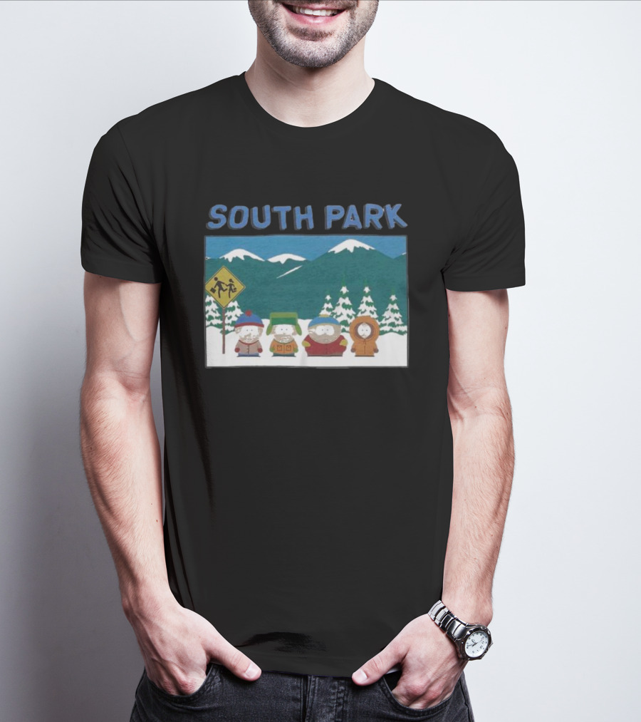 SOUTH PARK Mountain Landscape Characters Scene T-Shirt