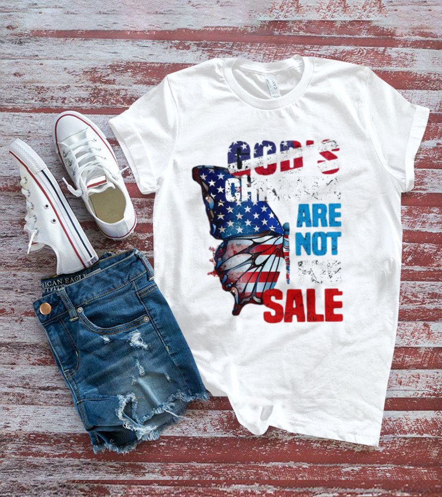 God's Children Are Not For Sale American Flag Butterfly T-Shirt