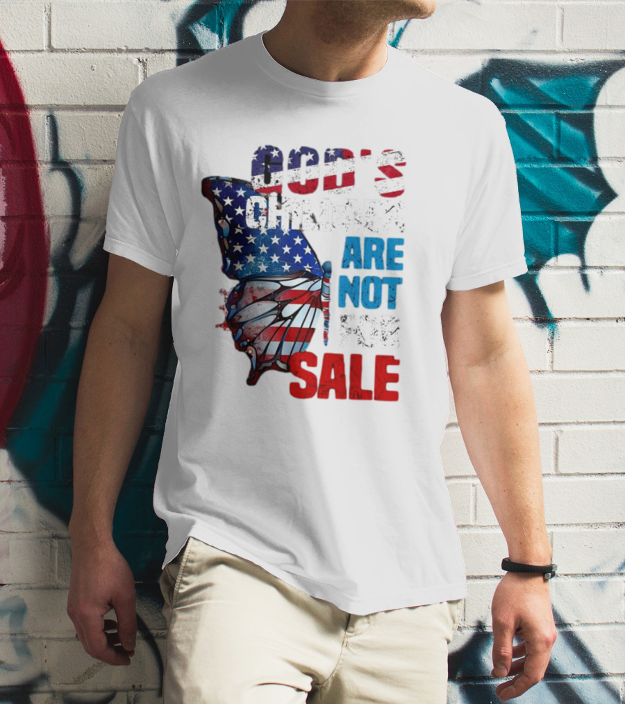 God's Children Are Not For Sale American Flag Butterfly T-Shirt