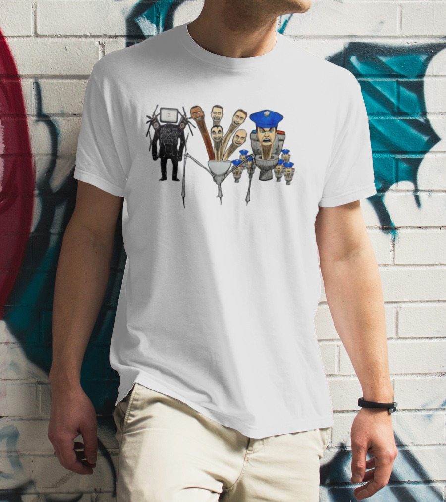 Skibidi Toilet Meme Character Mashup Extravaganza T-Shirt