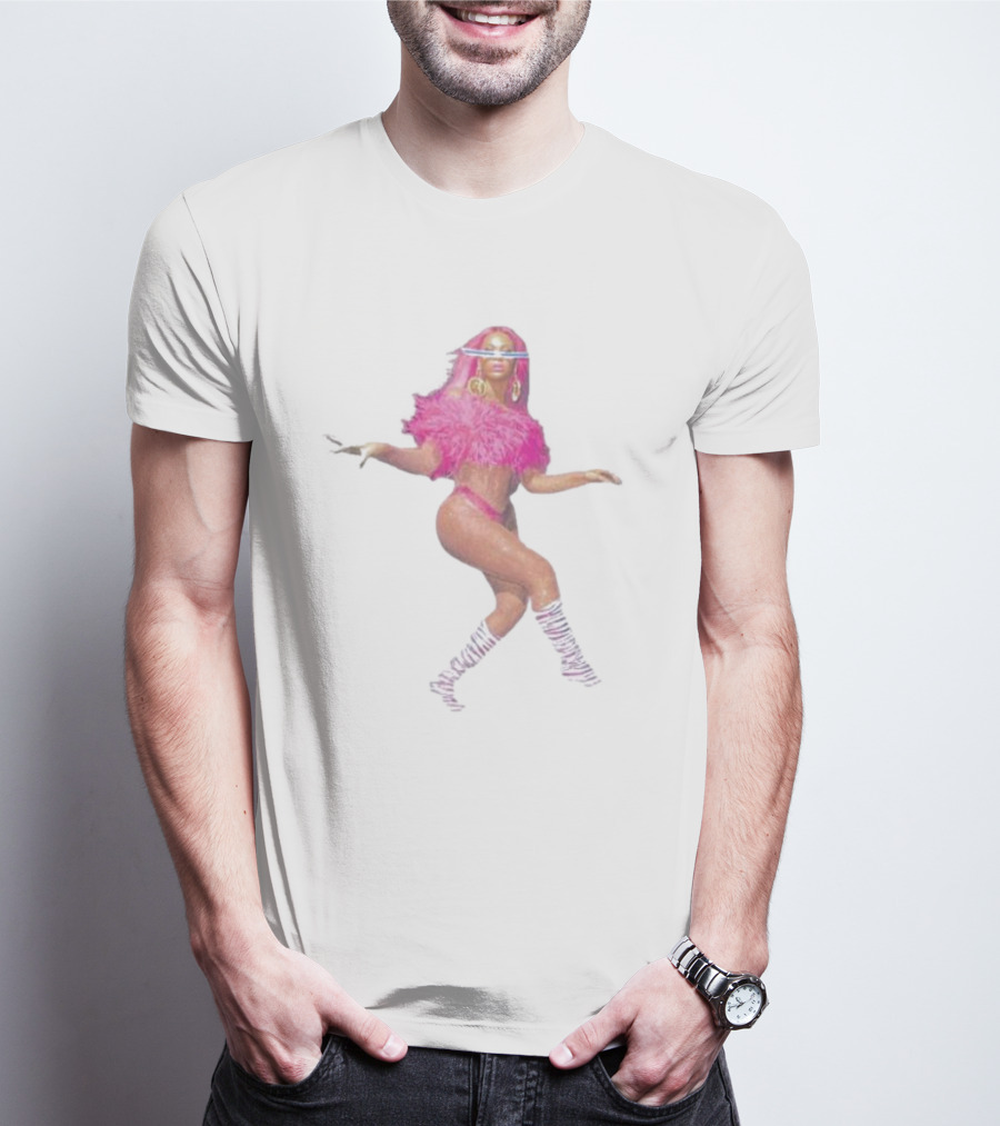 Year Of Renaissance Dance Celebration With Vibrant Pink Feather Outfit And Bold Stripe Boots T-Shirt